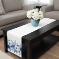 thumbnail image 4 of White Blue Floral Table Runner 48 Inches Long, Elegant Leaves Spring Flowers Kitchen Coffee Dining Table Decoration for Home Party Birthday Wedding Home Decor 13x48 Inches, 4 of 8