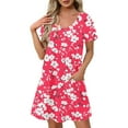 thumbnail image 2 of Patlollav 2025 Womens Fashion Summer Print Short-Sleeved V-Neck Casual Dress, 2 of 6