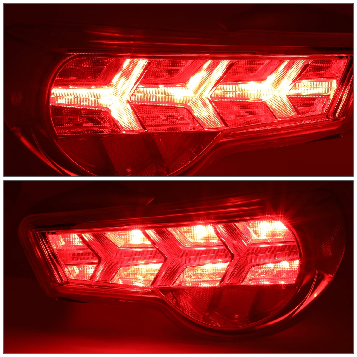 DNA Motoring TL-LED-FED-8 For 2013 to 2017 FRS / BRZ / 86 Pair of LED Arrow Sequential Tail Light (Chrome Housing / Smoked Lens / Red Signal)