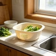 thumbnail image 6 of UNLLLL Square Plastic Colander Basket with Strainer Holes, Kitchen Sink Washing Drainage Bowl, for Countertop Storage Serving Rice Vegetables and Fruit (Yellow), 6 of 7