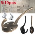 thumbnail image 3 of 5Pcs Wall Hanging Hat Clothes Vintage Coat Hooks Hanger Iron Towel Bathroom, 3 of 7