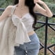 thumbnail image 3 of Top de tubo corto, camiseta sin mangas con lazo y cuello halter, Top de tubo con lazo sin tirantes, Top de tubo con cuello halter, uso conveniente, 3 of 8