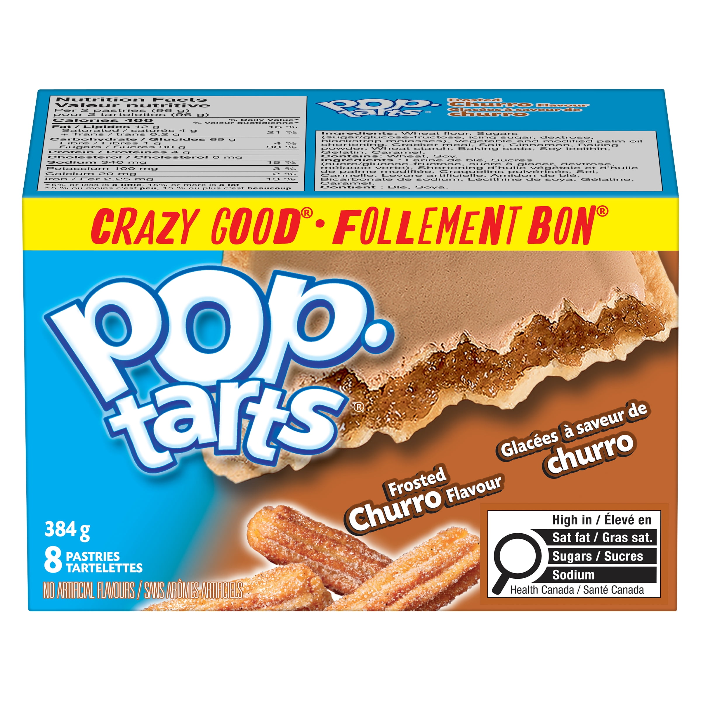 Pop-Tarts® Frosted Churro Flavour Pastries, 384 g, 8 Pastries, PT BRWN SGR CINN PSTRS 8CT 384GMX12
