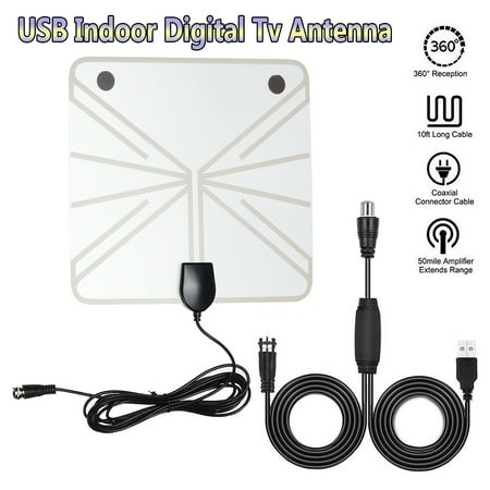 USB 5V 25DB 50-100 Miles Range HD Indoor Digital TV Antenna Signal Booster 1080P Amplified HDTV Antenna With 10ft Long Cable For Optimized Butterfly-Shaped Picture And (Best Way To Get Tv Reception Without Cable)