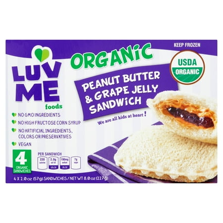 Luv Me Foods Organic Peanut Butter Grape Jelly Sandwich 2 0 Oz