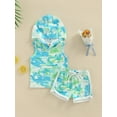 thumbnail image 2 of Baby Boys Shorts Set Tie-dye Print Hooded Vest with Elastic Waist Shorts Summer Outfit, 2 of 8
