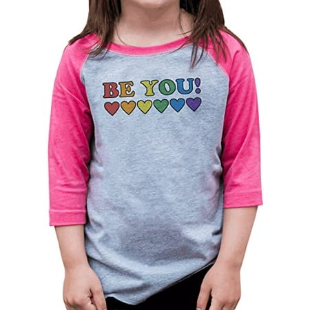 

7 ate 9 Apparel Kids Pride Shirts - Be You! Rainbow Hearts Pink Shirt 12 Months