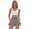 thumbnail image 6 of Women's Athletic Shorts High Waisted Flowy Shorts for Women Quick Dry Workout Running Shorts with Pockets Dark Gray XXL, 6 of 8