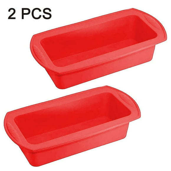 Lot de 2 Moules à Pain en Silicone Antiadhésifs, Moule de Cuisson en Silicone, Rouge