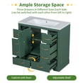 thumbnail image 3 of Euroco 36" Bathroom Vanity without Sink, Cabinet Base Only, Six Drawers, Multi-Functional Drawer Divider, Adjustable Shelf, Green, 3 of 9