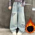 thumbnail image 2 of Byoo Big Girl's Washed Jeans Cozy Straight Wide Leg Streetwear Trousers Pull-On Jeans Pants for Kids, 2 of 9