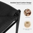thumbnail image 3 of Farini Wishbone Counter Height Barstool, Fully Assembled Weave Bar Chair with Wooden Frame, for Kitchen Island, Dining Room, Bar, Single, Black, 3 of 7