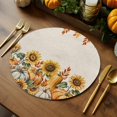 thumbnail image 5 of Fall Round Placemats Set of 4 Harvest Pumpkin Place Mats Thanksgiving Woven Placemat Maple Leaves Sunflower Linen Circle Braided Table Mat for Kitchen Dining Table Autumn Party Home Decor 15 Inch, 5 of 9