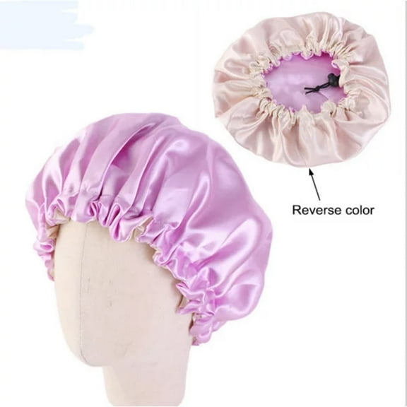 LNGOOR Kids Satin Bonnet Sleeping Cap for Natural Hair Teens Toddler Child Baby Adjustable Satin Cap for Night Sleeping Reversible Double Layer Purple