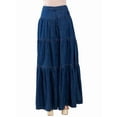 thumbnail image 3 of Women'S Long Jean Denim Tiered Button Down High Waisted Maxi Skirts Dark Blue L, 3 of 9
