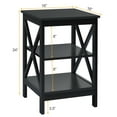 thumbnail image 2 of Gymax 2 Pcs Table de Chevet à 3 Niveaux Table d'Appoint Design en X Étagère de Rangement Salon Noir, 2 of 10