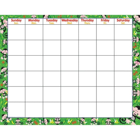 Monkeys Calendar - (6 Ea) Monkey Mischief Wipe-Off Monthly Calendar Grid