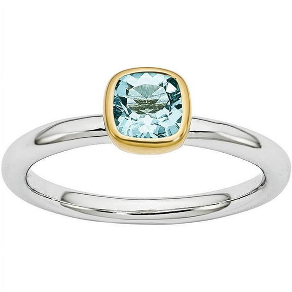 Blue Topaz Sterling Silver with Gold-Plate Ring