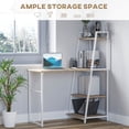 thumbnail image 4 of Foldable Computer Desk with Storage Shelves - White & Oak Writing Desk for Home Office, Study & Small Spaces - 41.7" Wide, 4 of 7