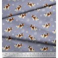 thumbnail image 3 of Soimoi Grey Georgette Viscose Fabric Bird,Paw & Cocker Spaniel Dog Printed Fabric 1 Yard 42 Inch Wide, 3 of 3