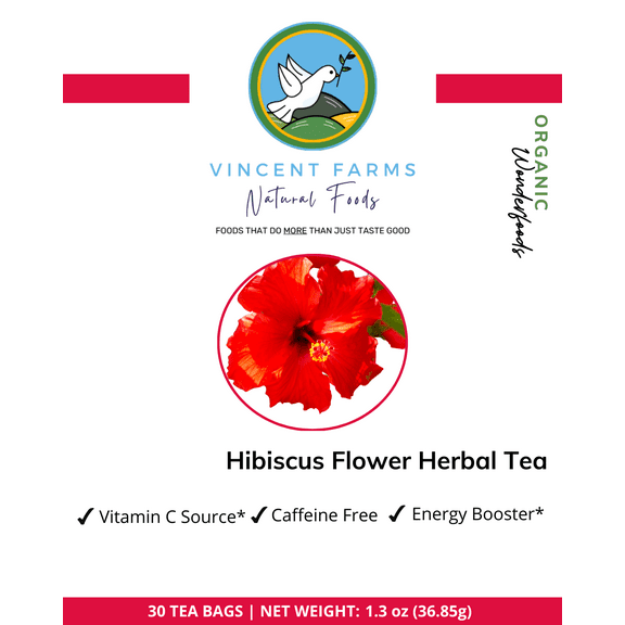 Hibiscus All Natural Herbal Tea, Antioxidants (30 Tea Bags)