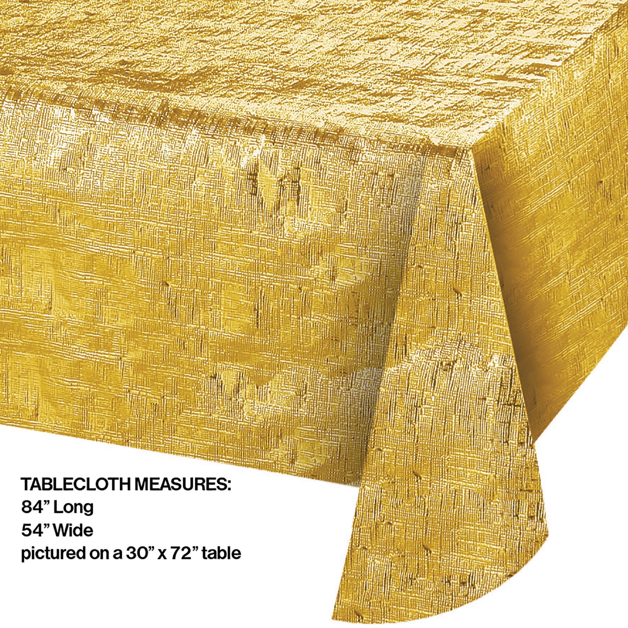 Way to Celebrate Gold Metallic Foil Reversible Tablecloth Party Supplies, 54" x 84", Disposable Plastic