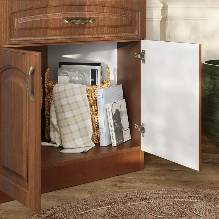 Living Skog Corner Pantry Cabinet Kitchen Storage Cabinet with Microwave Stand Corner Kitchen Cabinet Hutch Design with Glass Door Storage 23.67 x