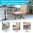 thumbnail image 5 of BizChair Modern Padded Armless Faux Faux Shearling Accent Chair with Beechwood Legs in Off-White - Set of 2, 5 of 11
