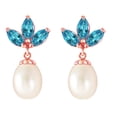 thumbnail image 2 of Galaxy Gold 14K Rose Gold Natural Freshwater Pearl and Blue Topaz Dangle Earrings - June Birthstone - Balance & Intuition - Fine Jewelry for Women, 2 of 5