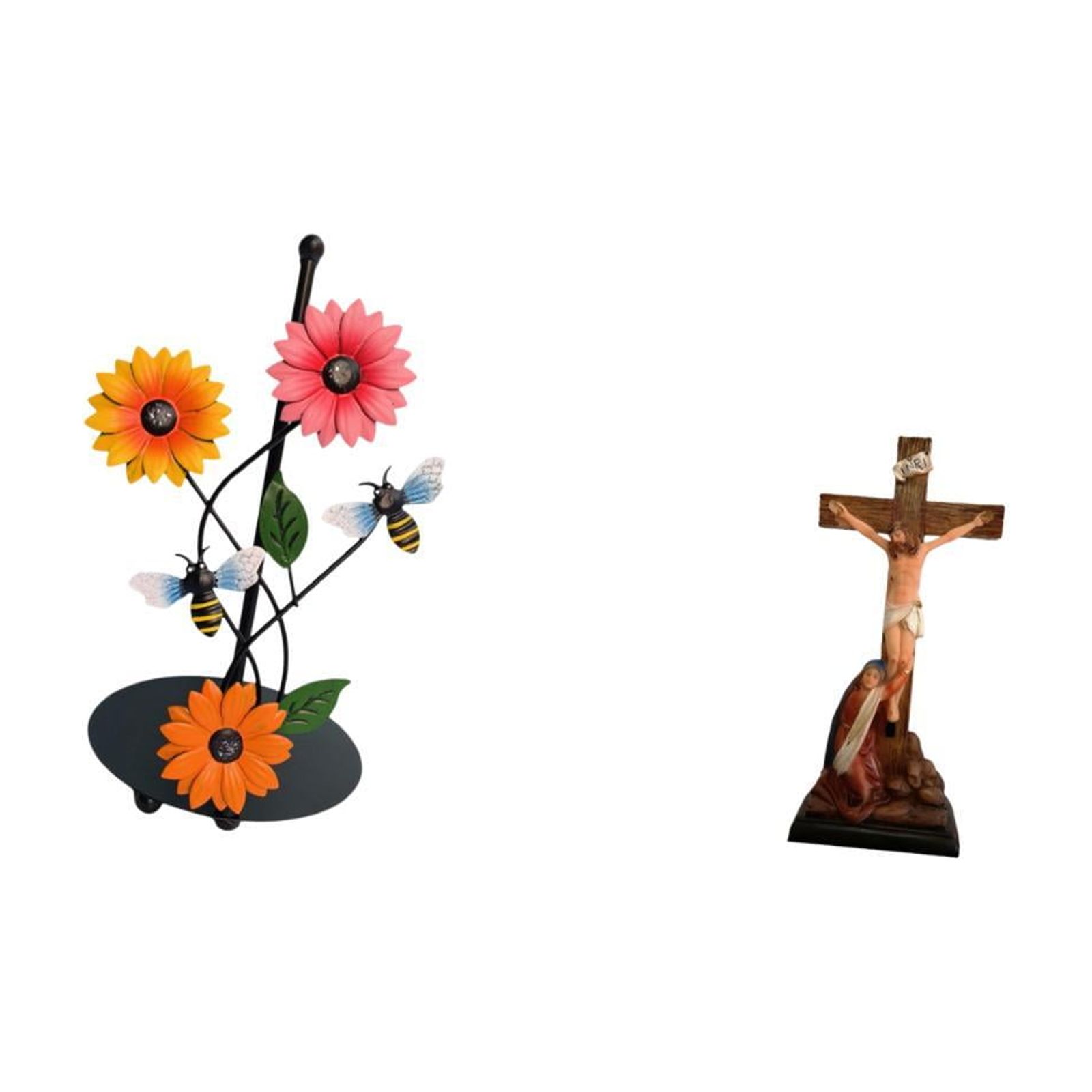 Fiocias Toilet Paper Holder Paper Towel Holder Countertop Mother Mary Statue Figurine Jesus Cross Figurine Iron Resin Material Suitable for Kitchen