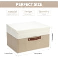 thumbnail image 3 of 8 Pack Decorative Storage Bins Containers Fabric Bins with Lids Storage Baskets Bulk for Shelves Drawers, Desktop, Closet, Playroom, Classroom, Office, Bedroom, (15INx10INx10IN, Beige/White), 3 of 6