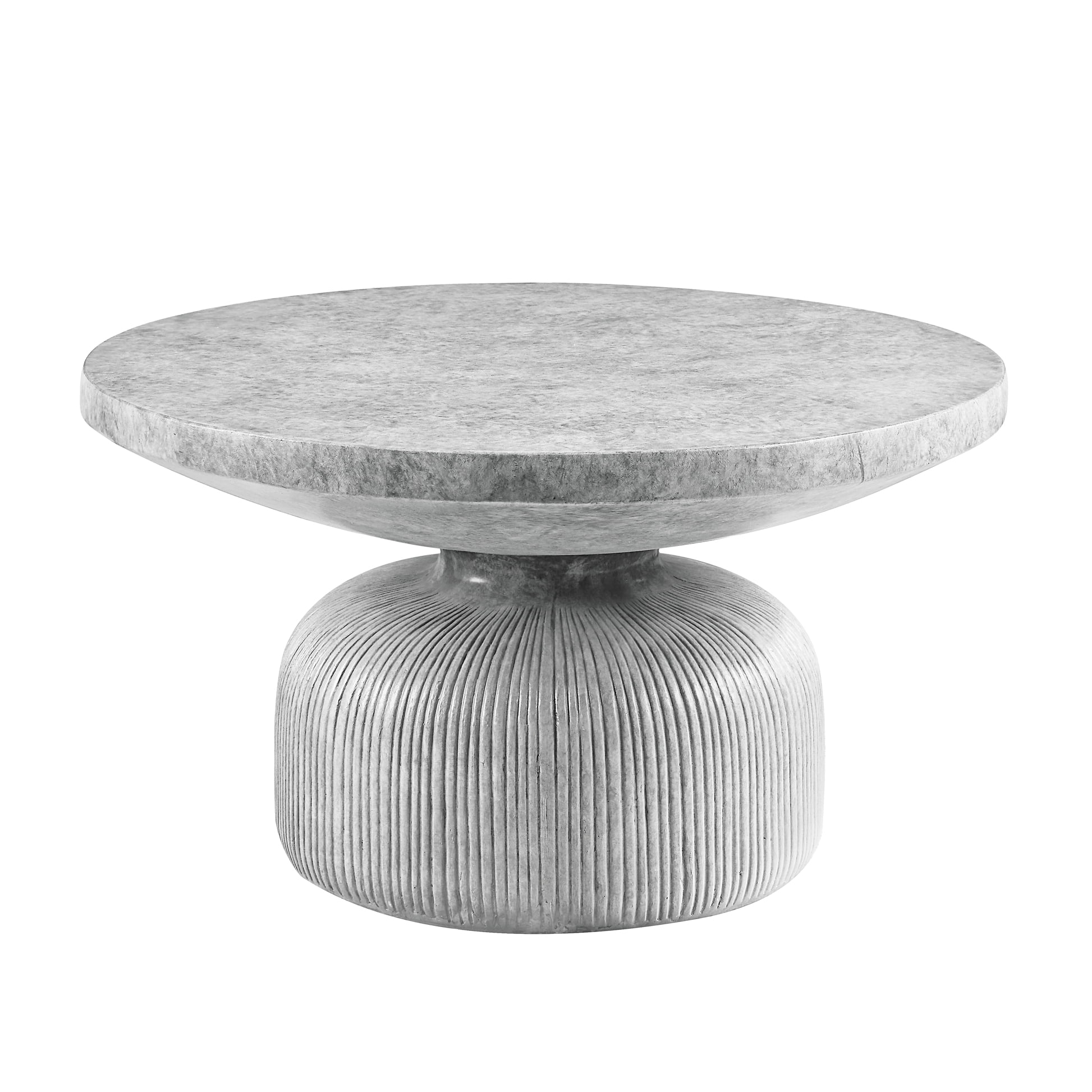 Round Cement Coffee Table In Weathered Grey With Pedestal Creative Shape And