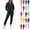 Black, variant on 2 Piece Lounge Sets for Women Zip Up Hooded Cardigan Oversized Sweatshirt Full Length Sweatpants Matching Set, Solid Color Casual Athleisure Tracksuit With Side Pockets S_3XL