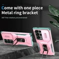 thumbnail image 2 of Phone Case for Samsung Galaxy S23 Ultra Case with Sliding Camera Cover, with 360° + 100° Free Rotation Metal Finger Ring Bracket, Fit Magnet Car Mount, 2 In 1 Case Cover for Galaxy S23 Ultra, Rosegold, 2 of 8