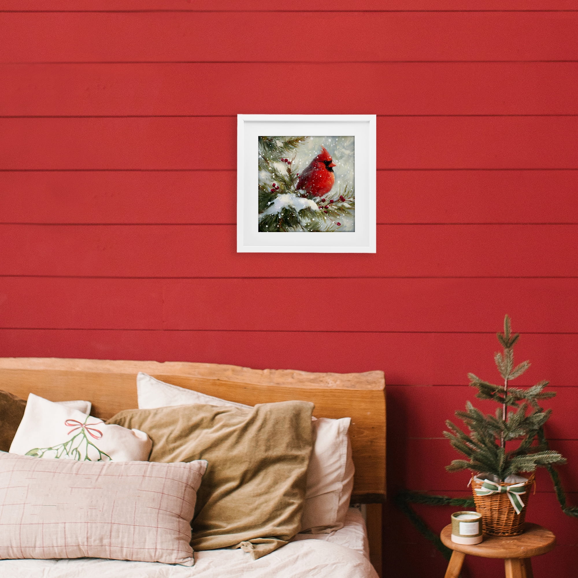 Stupell Industries Winter's Red Jewel White Framed Print Under Glass, design by Tina LeCour