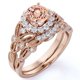 thumbnail image 1 of JeenMata Anillo Nupcial de 1,50 Quilates con Halo de Diamantes y Morganita de Talla Redonda Engastado en Oro Rosa Macizo de 10 K, 1 of 6
