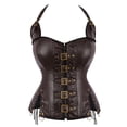thumbnail image 5 of QHFBli Women's Punk Rock Leather Buckle-up Corset Bustier Shapewear Bodysuit Scale Steel Bone Buckle, 5 of 5