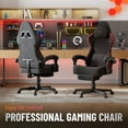 thumbnail image 6 of SOONTRANS Gaming Chair for Adults, Velvet Fabric High Back Comfortable Video Game Chair with Footrest and Massage Lumbar Cushion, Racing Office Computer Desk Chair, Ergonomic Gamer Chair, Black/Red, 6 of 10