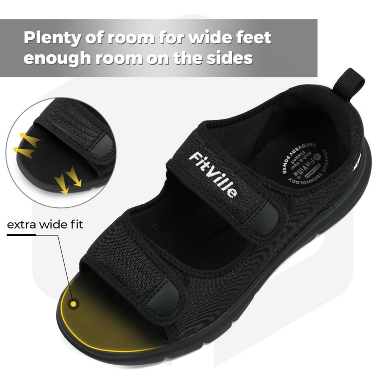 FitVille Wide Open Toe Sandals for Men Summer Comfort Walking