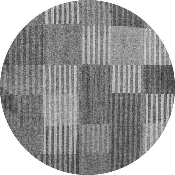 Ahgly Company Indoor Round Checkered Gray Modern Area Rugs, 5' Round