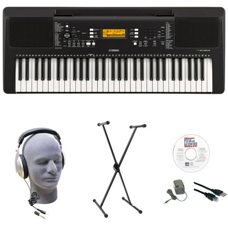 Yamaha PSR-E363 EPS 61-Key Premium Lighted Keyboard Pack with Stand, Headphones, Power Supply, USB Cable & eMedia Instructional