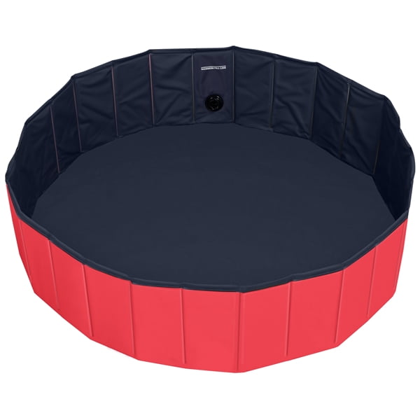 Yaheetech Foldable Pet Swimming Pool PVC Water Pond Dogs/Cats/Kids Bath Tub, Red, L, 47.2''