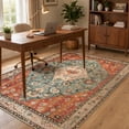 thumbnail image 5 of Wonnitar 5' x 7' Boho Area Rug for Living Room, Washable Rug for Bedroom Vintage Oriental Traditional Carpet Accent Rug for Dinning Room Office Non Ship Low Pile Stain Resistant Red, 5 of 10