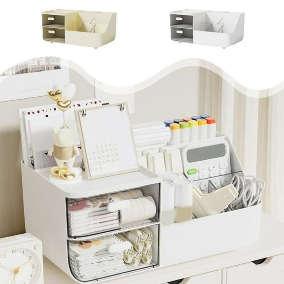 Leodye Desk Organizer with 3 Drawer, Multi-Functional Pencil Pen Holder for Desk, Desk Organizers and Storage , Desktop Organizer for office Home Art Supplies
