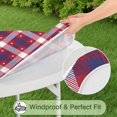 thumbnail image 5 of Red and Blue Star Argyle Pattern Round Fitted Tablecloth with Elastic Edge,Dining Table Cover Waterproof,Outdoor Round Tablecloth for Camping,Dining,Indoor and Outdoor, 5 of 7