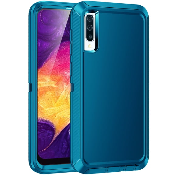 RegSun for Galaxy A50 Case,Shockproof 3-Layer Full Body Protection [Without Screen Protector] Rugged Heavy Duty High Impact Hard Cover Case for Samsung Galaxy A50,Turquoise