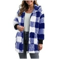 thumbnail image 5 of larppty Womens Oversized Sherpa Jacket Fuzzy Fleece Zip Up Jacket Warm Winter Coats Outerwear with Pockets (Blue, S), 5 of 6