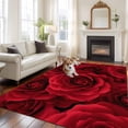 thumbnail image 3 of Area Rug for Living Room, Red Roses Non-Slip Indoor Large Carpet for Bedroom/Dining Room, Valentine's Day Flowers Floral Vintage Washable Low-Profile Rectangle Floor Runner Rugs - 5 x 8 Ft, 3 of 7