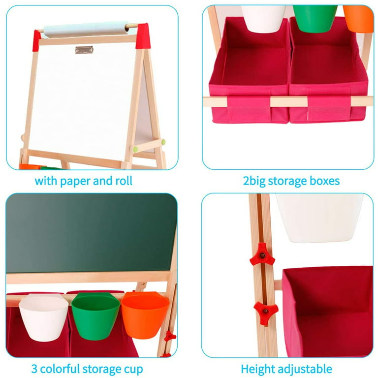 Ealing Baby Art Easel for Kids , 3-in-1, Dry-Erase Board - Chalkboard - Paper Roll - Red Color