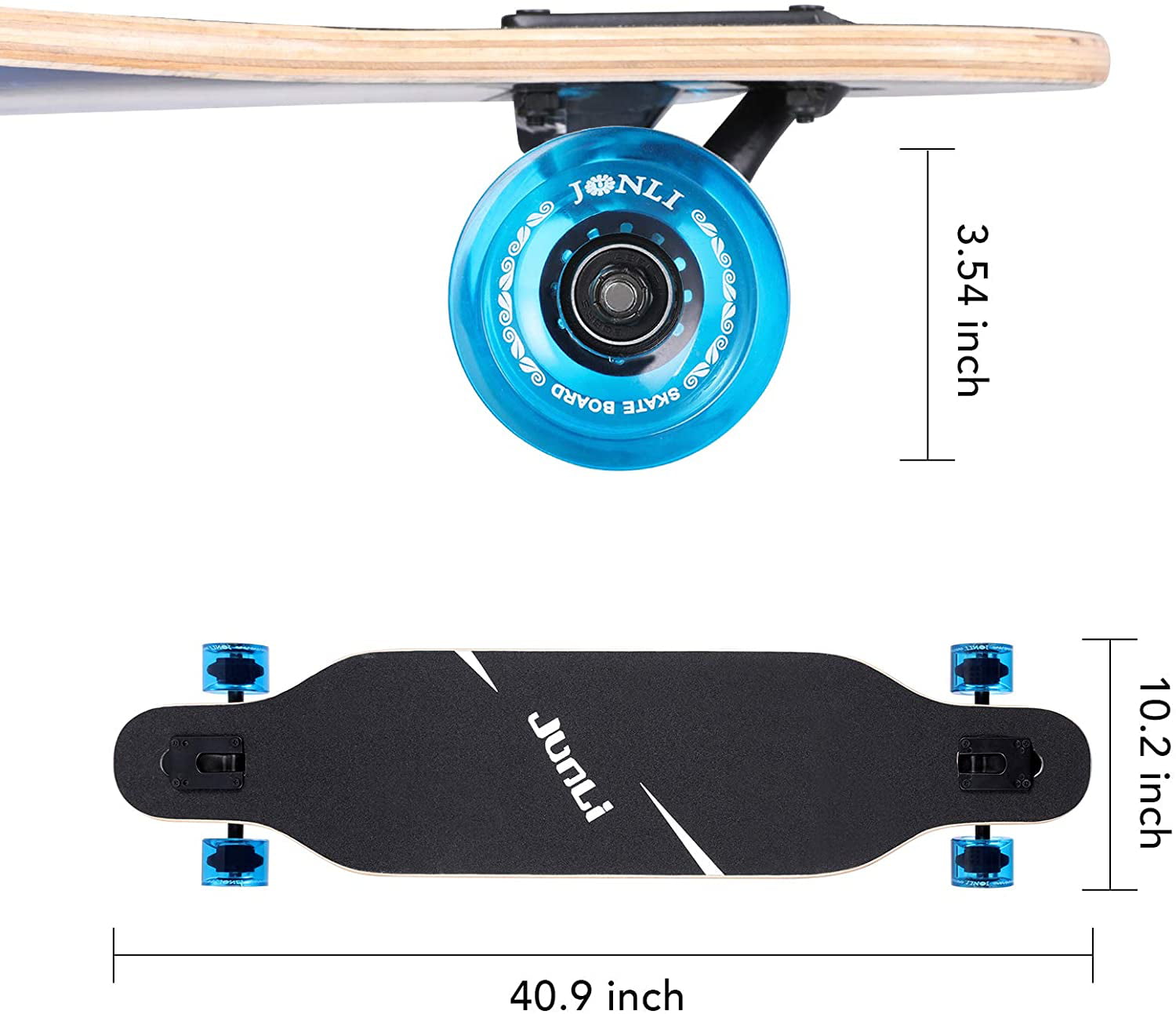 Carving Free-Style and Downhill Junli 41 Inch Freeride Skateboard Longboard Complete Skateboard Cruiser for Cruising